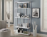 Monarch Specialties Etagere 4-Shelf Bookcase, Glossy White