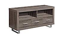 Monarch Specialties Open Shelf TV Stand, For Flat-Panel TVs Up To 48", Dark Taupe