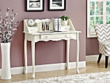 Monarch Specialties Wood Secretary Desk, Antique White 1 thumbnail image