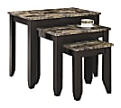 Monarch Specialties 3-Piece Marble-Top Nesting Table Set, Cappuccino/Marble 1 thumbnail image