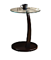 Monarch Specialties Glass-Top Accent Table, Round, Cappuccino