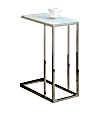 Monarch Specialties Accent Table With Tempered Glass Top, Chrome/Opaque White