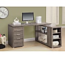 Monarch Specialties L-Shaped Computer Desk With Book Shelf, Dark Taupe