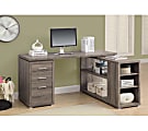Monarch Specialties 60"W L-Shaped Corner Desk With Book Shelf, Dark Taupe 1 thumbnail image