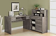 Monarch Specialties 63"W Corner Desk Workstation, Dark Taupe 1 thumbnail image