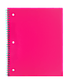 Divoga® Metallic Pop Notebook, 8 1/2" x 10 1/2", College Ruled, Neon Pink With Teal Spiral, 80 Sheets