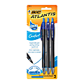 BIC® Atlantis™ Comfort Retractable Ballpoint Pens, Medium Point, 1.0 mm, Blue Barrel, Blue Ink, Pack Of 3 Pens