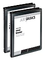 Just Basics® Economy View 3-Ring Binder, 1/2" Round Rings, 61% Recycled, Black, Pack Of 2