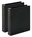 Just Basics® Economy Reference 3-Ring Binder, 1 1/2" Round Rings, Black, 64% Recycled, Pack Of 2
