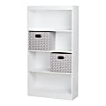 South Shore Axess 4-Shelf Bookcase With 2 Fabric Storage Baskets, Pure White