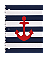 Divoga® Die-Cut Notebook, 8 1/2" x 10 1/2", College Ruled, Anchor Design, Navy/Red, 80 Sheets