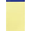 Ampad Writing Pad - 50 Sheets - Stapled - 0.34" Ruled - 15 lb Basis Weight - Legal - 8 1/2" x 14" - Canary Yellow Paper - Dark Blue Binding - Perforated, Sturdy Back, Chipboard Backing, Tear Resistant - 1 Dozen