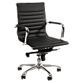 Lorell® Modern Bonded Leather Mid-Back Chair, Black 1 thumbnail image