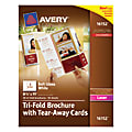 Avery® Tri-Fold Brochures With Tear-Away Cards, White, 4 Cards Per Sheet, 50 Sheets Per Ream