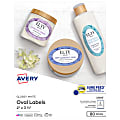 Avery® Printable Blank Labels, 22820, Oval, 2" x 3-1/3", Glossy White, Pack Of 80 Customizable Labels 1 thumbnail image