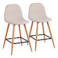 LumiSource Pebble Counter Stools, Natural/Beige, Set Of 2 Stools