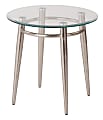 Ave Six Brooklyn Glass-Top Table With Metal Frame, Round Coffee Table, 20"H, Clear/Brushed Nickel