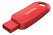 Sandisk Cruzer Snap USB Flash Drive, 128GB, Red