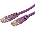 StarTech.com 6 ft Cat 6 Purple Molded RJ45 UTP Gigabit Cat6 Patch Cable - 6ft Patch Cord - First End: 1 x RJ-45 Male Network - Second End: 1 x RJ-45 Male Network - Patch Cable - Gold Plated Connector - Gold Plated Contact - 24 AWG - Purple