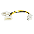 StarTech.com 6in LP4 to 6 Pin PCI Express Video Card Power Cable Adapter - 6 pin internal power (M) - 4 pin ATX12V (M) - 15.2 cm - Convert a Standard LP4 Power Supply Connector to a 6-pin PCI Express Video Card Power Connector