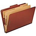 Pendaflex® Pressboard Classification Folder, 2 Dividers, 6 Partitions, 2/5 Cut, 30% Recycled, Legal Size, Red, Box Of 10 1 thumbnail image