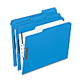 Oxford® 1/3-Cut Color Fasteners Folders, Letter Size, Blue, Box Of 50