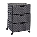 Honey Can Do 3-Drawer Woven Rolling Office Organizer, 26"H x 19-1/2"W x 13"D, Black