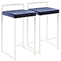 LumiSource Fuji Stacker Counter Stools, Blue Seat/White Frame, Set Of 2 Stools 1 thumbnail image
