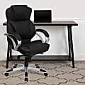 Flash Furniture Contemporary LeatherSoft™ Faux Leather High-Back Swivel Chair, Black/Silver