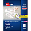 Avery(R) Tickets with Tear-Away Stubs, 1-3/4 x 5-1/2, Matte White, 200  Blank Tickets (16154)