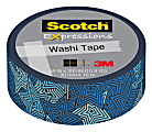 Scotch® Expressions Washi Tape, 1" Core, 0.59" x 393", Retro Bl Stars