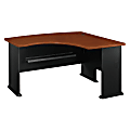 Bush Business Furniture Office Advantage L Bow Desk Right Handed, 60"W x 44"D, Hansen Cherry/Galaxy, Premium Installation