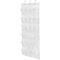 Honey-can-do SFT-01575 24-Pocket Over-The-Door Closet Organizer, Cool White - 24 x Shoes - 24 Pocket(s) - 57" Height x 2" Width - Door-mountable, Hanging - Cool White, Clear, Silver Pocket, Hook - Vinyl