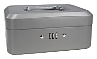 Barska Small Combination Lock Cash Box, 3 1/2" x 6 5/16" x 8", Gray