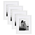 Uniek DesignOvation Gallery Picture Frame Set, 14 15/16” x 11 15/16" With Mat, White Decorative Modern, Set Of 4
