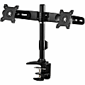 Amer Mounts Clamp Based Dual Monitor Mount for two 15"-24" LCD/LED Flat Panel Screens - Supports up to 26.5lb monitors, +/- 20 degree tilt, and VESA 75/100