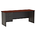 WorkPro® Modular 72"W x 24"D Left-Pedestal Computer Desk, Charcoal/Mahogany