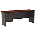 WorkPro® Modular 72"W x 24"D Left Pedestal Desk, Charcoal/Mahogany