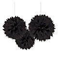 Amscan Fluffy Decorations, 16", Jet Black, 3 Decorations Per Pack, Set Of 2 Packs 1 thumbnail image