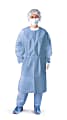 Medline Closed-Back Isolation Gowns With Elastic Cuffs, Regular, Blue, 10 Gowns Per Pack, Case Of 5 Packs
