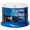 TDK DVD+R Recordable Media Spindle, 4.7GB/120 Minutes, Pack Of 50 1 thumbnail image