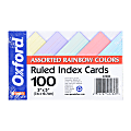 Oxford Index Cards, Ruled, 3" x 5", Assorted Pastels, Pack Of 100