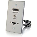 C2G HDMI & VGA 3.5mm Pass Through Wall Plate - Single Gang - 1-gang - Aluminum - Aluminum - 1x HDMI Port(s) - 1x Mini-phone Port(s) - 1x VGA Port(s) 1 thumbnail image