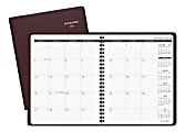 At-A-Glance Monthly Planner - Monthly - 1 Year - January 2019 till December 2019 - 1 Month Double Page Layout - 6 7/8" x 8 3/4" - Wire Bound - Wine - Leather - Perforated, Address Directory, Phone Directory