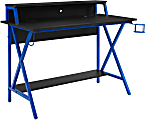 Linon Garland 48"W LED Gaming/Writing Desk, Black/Blue