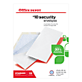 Office Depot® Brand Security Envelopes, #10, 4 1/8" x 9 1/2", 30% Recycled, White, Box Of 500