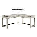 Office Star™ Baton Rouge 60"W L-Shaped Computer Desk With Dual-Monitor Mount, Champagne Oak 1 thumbnail image