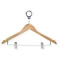 Honey-Can-Do Wood Hotel Suit Hanger With Clips, 10"H x 1/2"W x 17 1/2"D, Maple, Pack Of 24