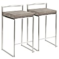 LumiSource Fuji Stacker Contemporary Counter Stools, Stone Cowboy Seat/Stainless-Steel Frame, Set of 2 Stools 1 thumbnail image