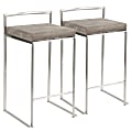 LumiSource Fuji Stacker Contemporary Counter Stools, Stone Cowboy Seat/Stainless-Steel Frame, Set of 2 Stools